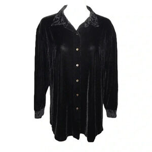 Vikki Vi Black Velvet Top Jacket Cardigan Size 1X Button Front